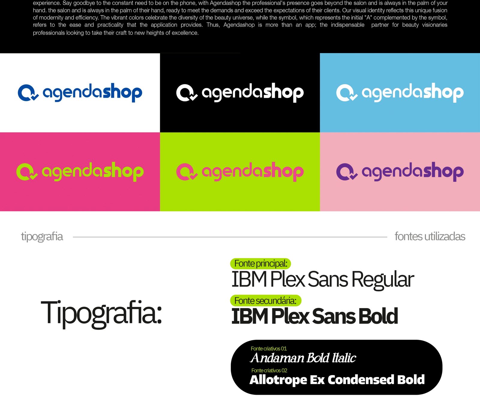 AGENDASHOP, identidade visual: apresentação da marca, parte 2 de 10