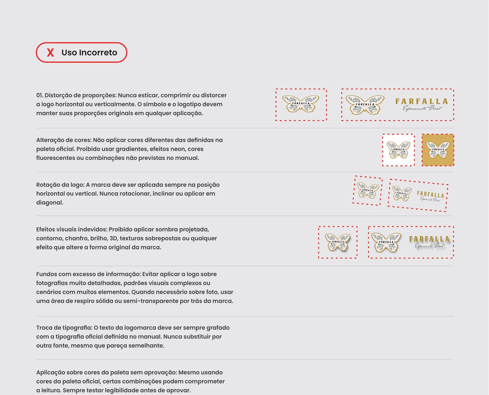 FARFALLA, identidade visual: apresentação da marca, parte 9 de 12